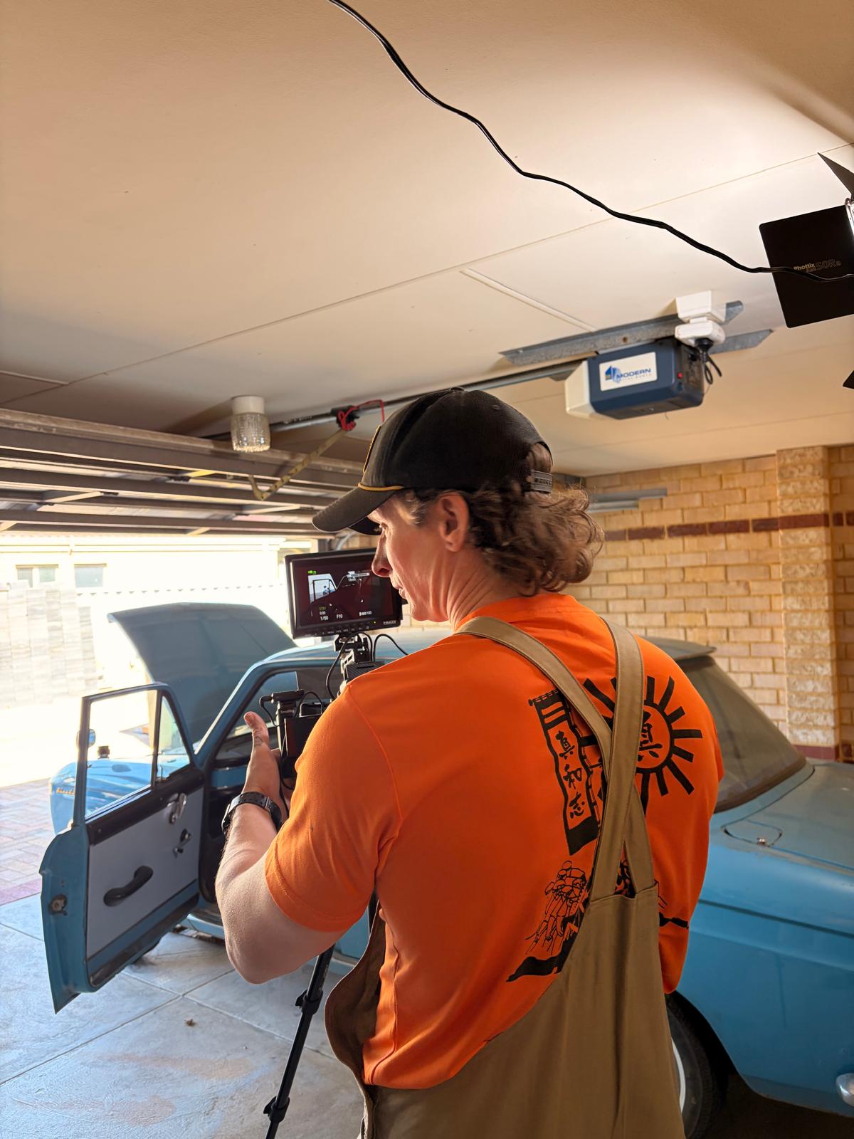 Timmy filming the Bluebird restoration